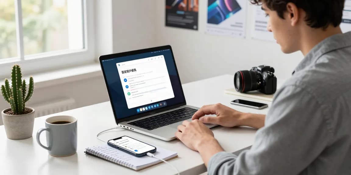 Telegram Chinese Version setup in a modern workspace, showcasing a professional configuring the app in Chinese.