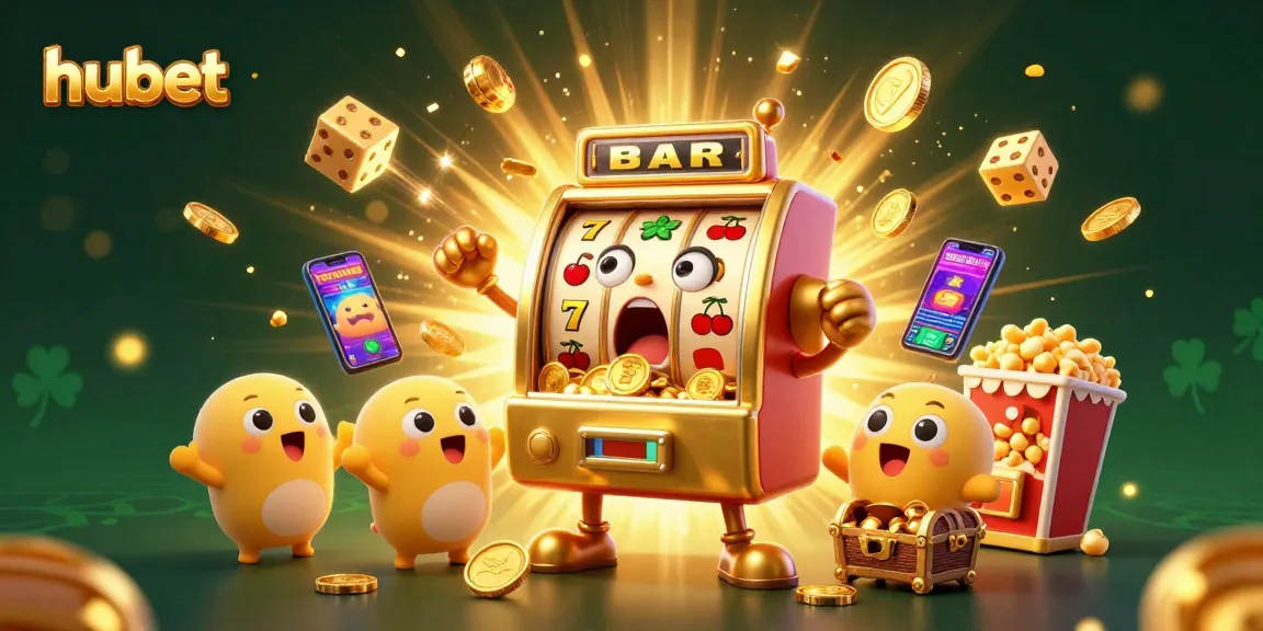 hubet slot machines celebrate a jackpot with vibrant graphics and dynamic casino elements